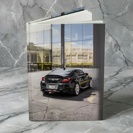 Subaru BRZ Black Coupe Glass Building