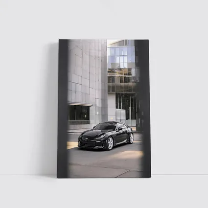 Subaru BRZ Black Coupe Glass Building Street