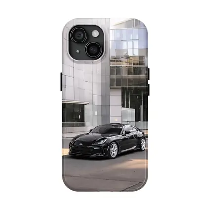 Subaru BRZ Black Coupe Glass Building Street