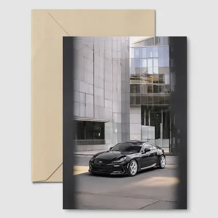 Subaru BRZ Black Coupe Glass Building Street