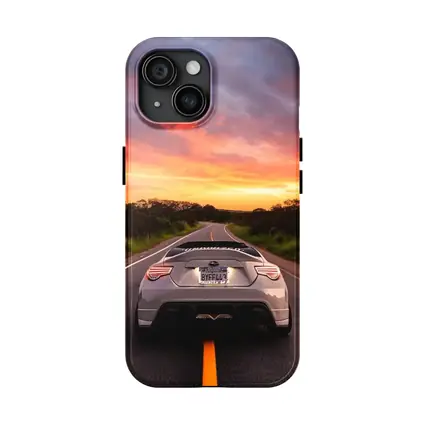 Subaru BRZ Rear View Sunset Road