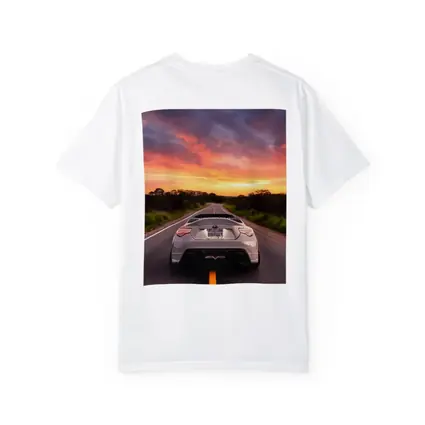 Subaru BRZ Rear View Sunset Road