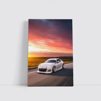 Subaru BRZ White Coupe Sunset Highway Drive