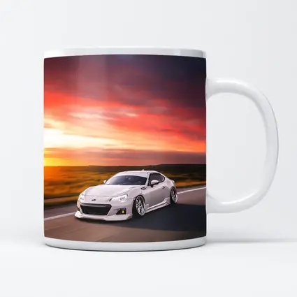 Subaru BRZ White Coupe Sunset Highway Drive