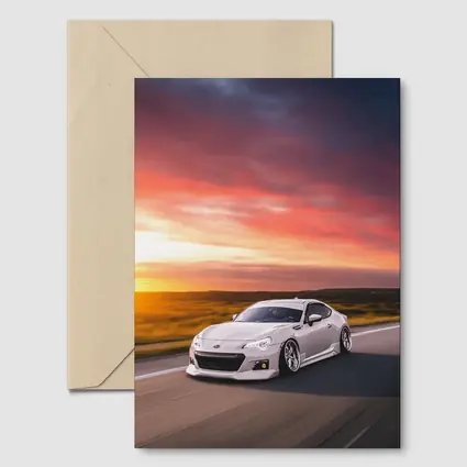 Subaru BRZ White Coupe Sunset Highway Drive