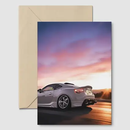 Subaru BRZ Speeding Road Sunset Sky