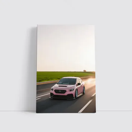 Pink Subaru WRX Speeding Open Road