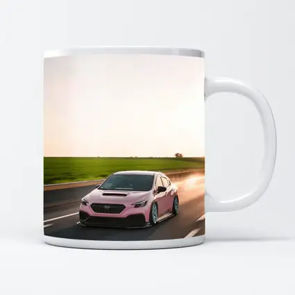 Pink Subaru WRX Speeding Open Road