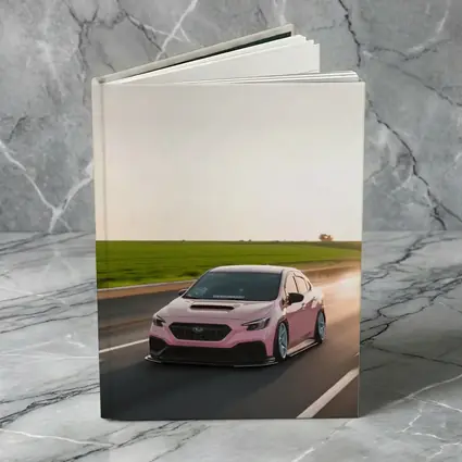 Pink Subaru WRX Speeding Open Road