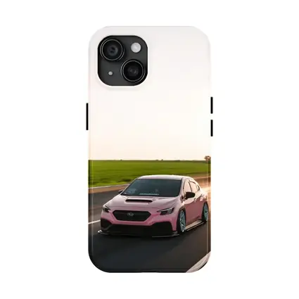 Pink Subaru WRX Speeding Open Road