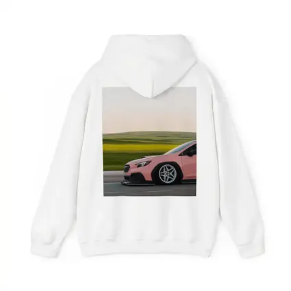 Pink Subaru WRX Speeding Through Green Fields