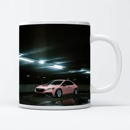 Subaru WRX Pink Slammed Parking Garage Night