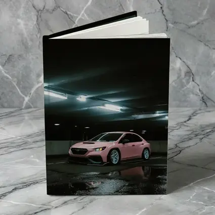 Subaru WRX Pink Slammed Parking Garage Night