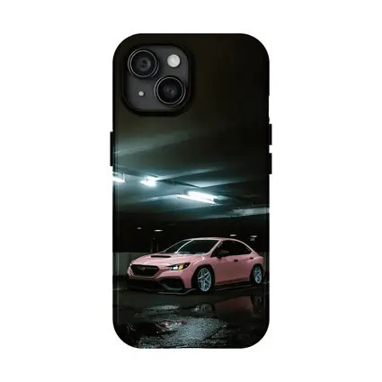 Subaru WRX Pink Slammed Parking Garage Night