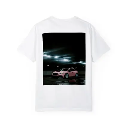 Subaru WRX Pink Slammed Parking Garage Night