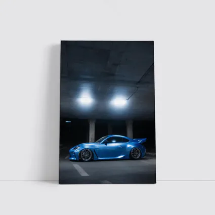 Subaru BRZ Blue Underground Parking Garage