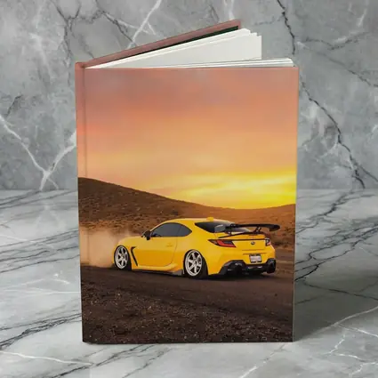 Subaru BRZ Yellow Drifting Desert Sunset