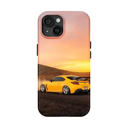 Subaru BRZ Yellow Drifting Desert Sunset