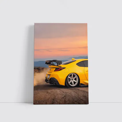 Subaru BRZ Yellow Stance Desert Sunset