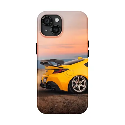 Subaru BRZ Yellow Stance Desert Sunset