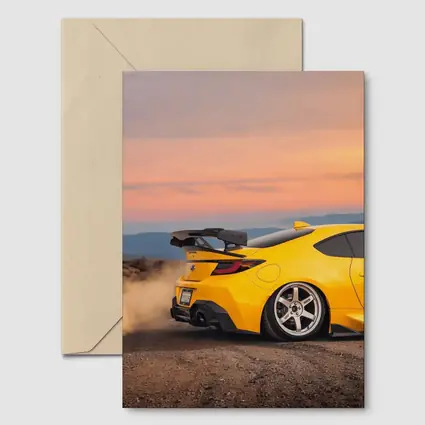 Subaru BRZ Yellow Stance Desert Sunset