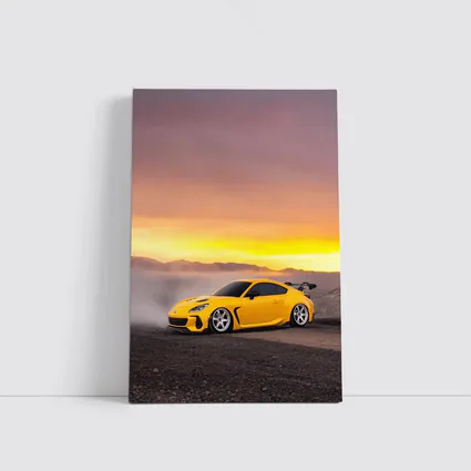 Subaru BRZ Yellow Wide Body Desert Sunset