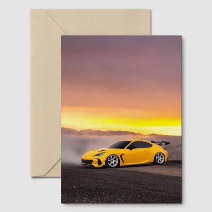 Subaru BRZ Yellow Wide Body Desert Sunset