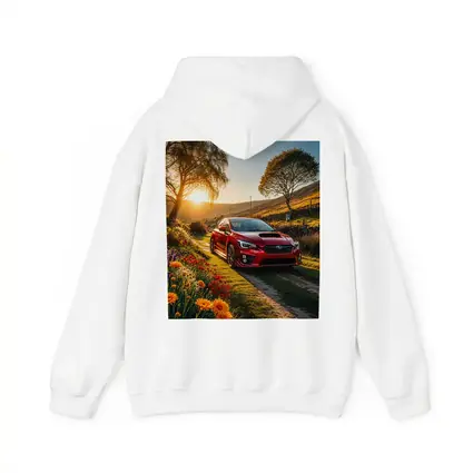 Subaru WRX Red Sedan Rural Sunset Setting