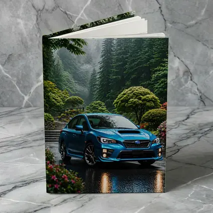 Subaru Impreza WRX Blue Rainy Forest Road
