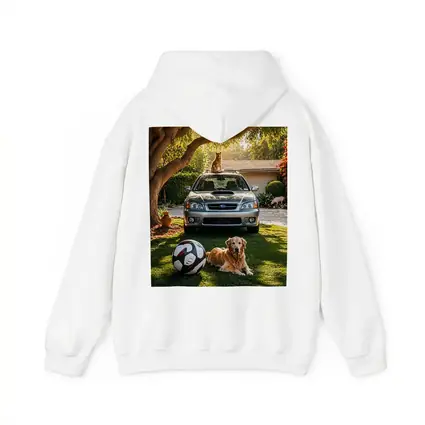 Subaru Legacy Golden Retriever Sunny Driveway