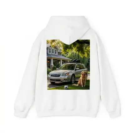 Subaru Outback Golden Retriever Suburban Driveway