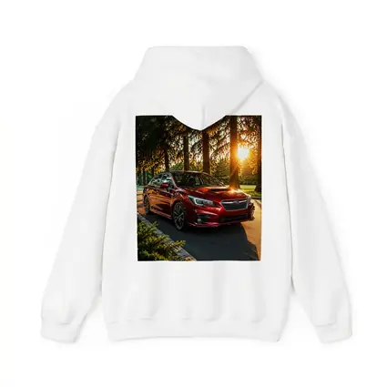 Subaru Legacy Red Sedan Sunset Forest