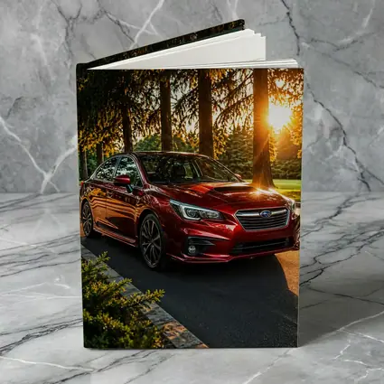 Subaru Legacy Red Sedan Sunset Forest
