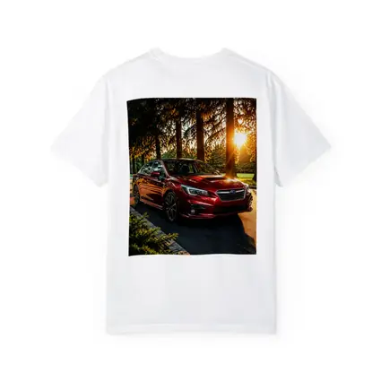 Subaru Legacy Red Sedan Sunset Forest