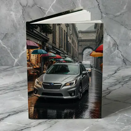 Subaru Legacy Silver Rainy City Street