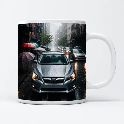 Subaru Impreza WRX Rainy City Street