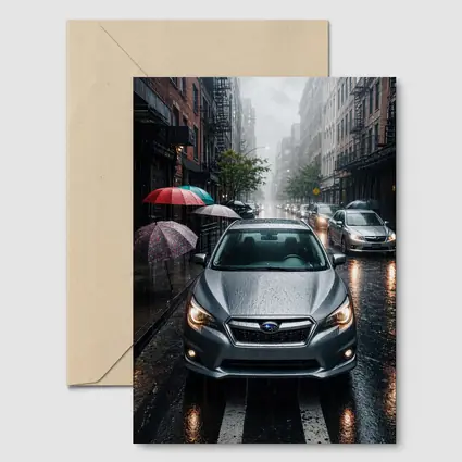 Subaru Impreza WRX Rainy City Street