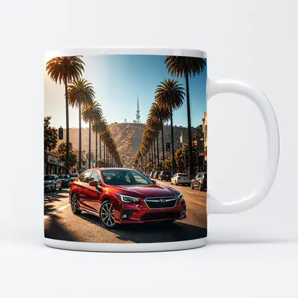 Subaru Legacy Red Car Los Angeles Street