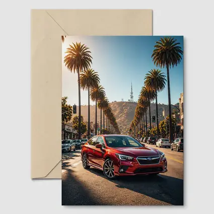 Subaru Legacy Red Car Los Angeles Street