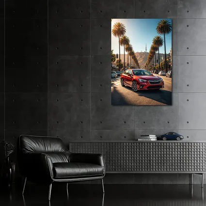 Subaru Legacy Red Car Los Angeles Street
