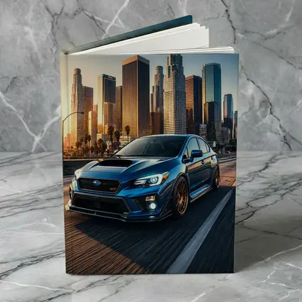 Subaru WRX STI Blue Los Angeles Skyline