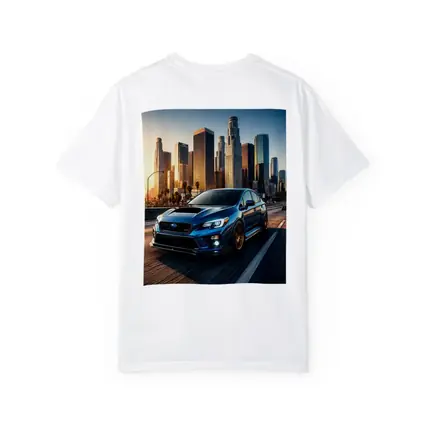Subaru WRX STI Blue Los Angeles Skyline