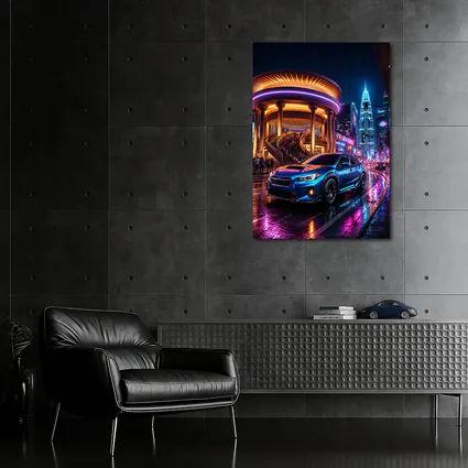 Subaru Levorg Blue Neon City Night