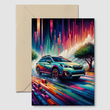 Subaru Outback Abstract Colorful Digital Art