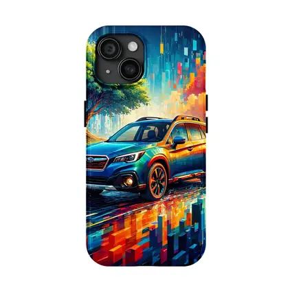 Subaru Outback Colorful Pixel Art Background