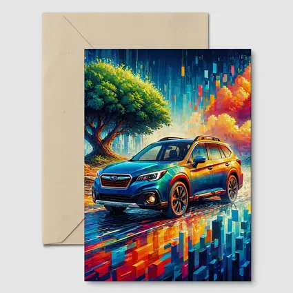 Subaru Outback Colorful Pixel Art Background