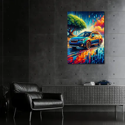 Subaru Outback Colorful Pixel Art Background