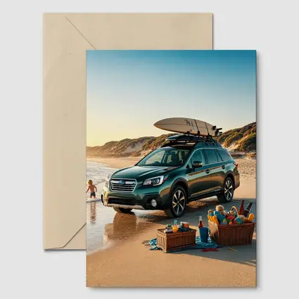 Subaru Outback Parked On Sunny Beach