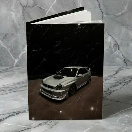 Subaru WRX Silver Car Dark Marble Background