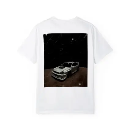 Subaru WRX Silver Car Dark Marble Background